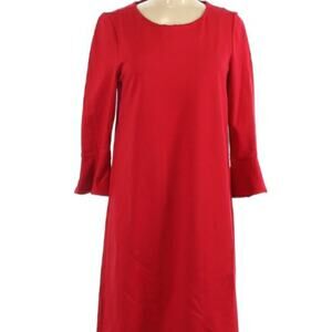 Lands End jersey knit dress red sz S ruffled cuff